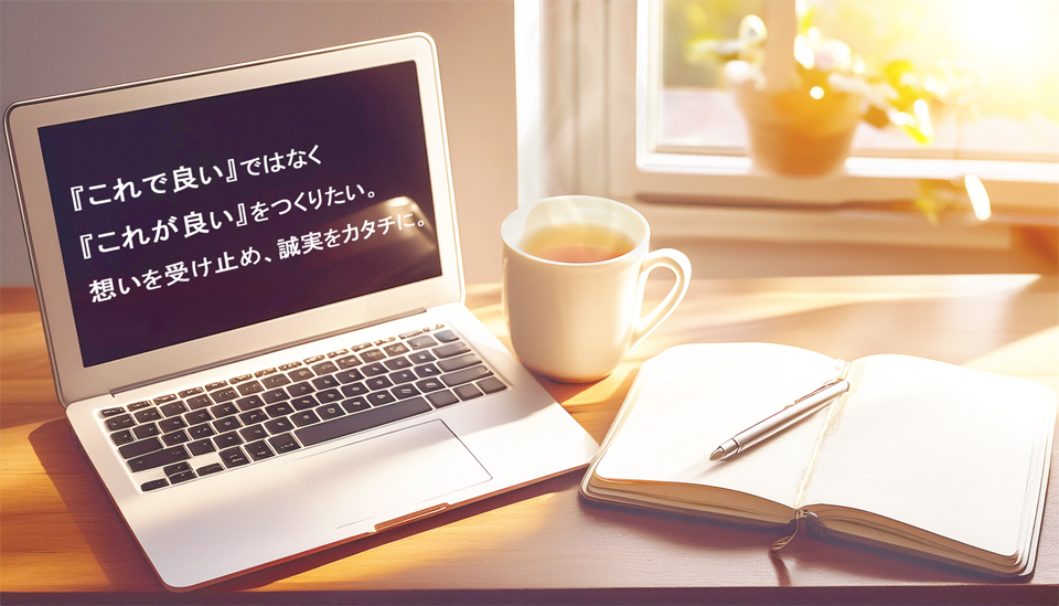 『これで良い』ではなく『これが良い』をつくりたい。想いを受け止め、誠実をカタチに。
